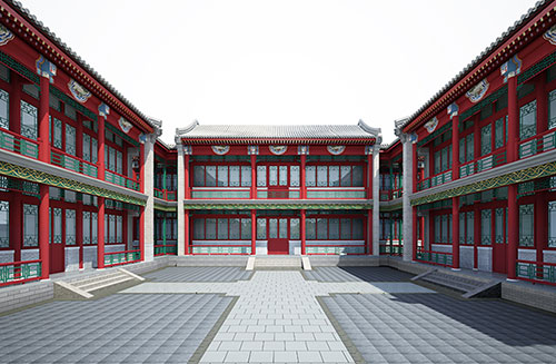 宁海北京四合院设计古建筑鸟瞰图展示